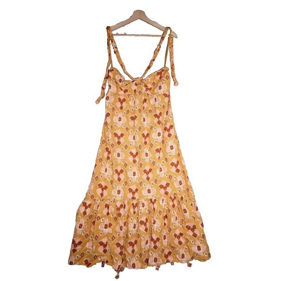Aerie Women’s Boho Sundress | Floral Print Maxi Dress | Yellow & Orange | Size L - Picture 10 of 16